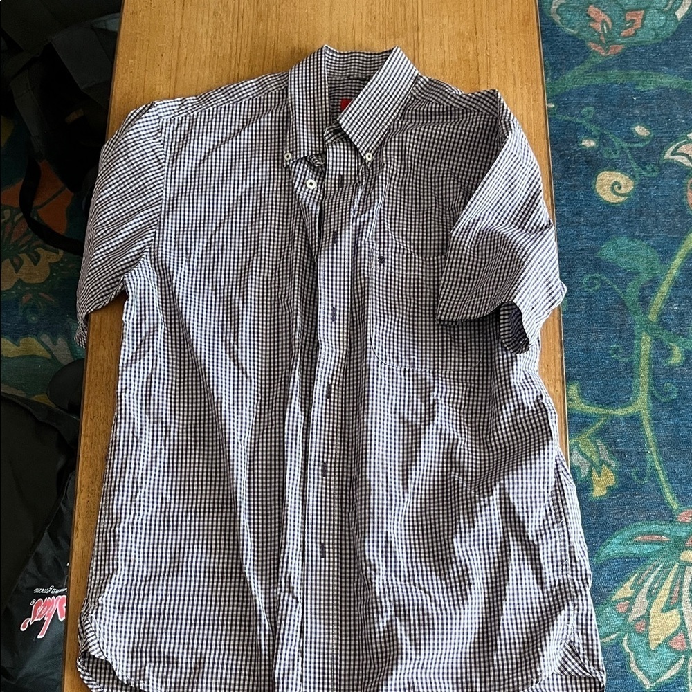 IZOD Men's Checkered Shirt - Purple and White Size M